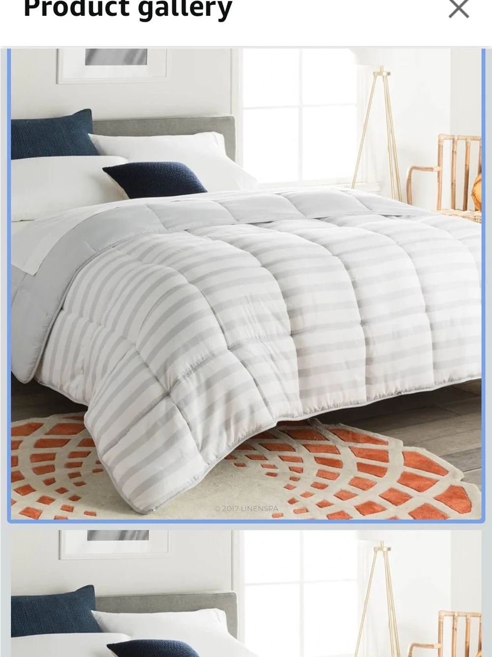 Light Gray Striped Down Alternative Comforter - Soft Cozy Bedding